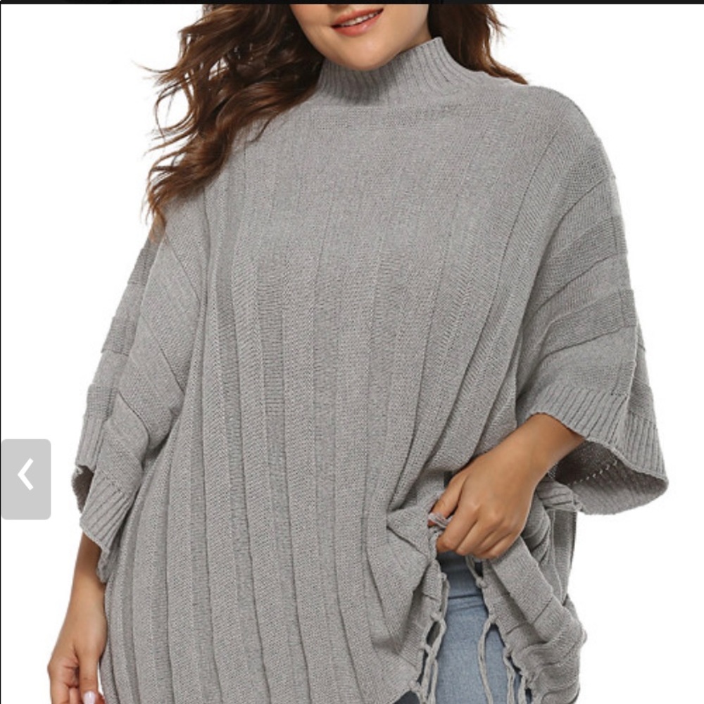 Plus size grey oversized turtleneck sweater